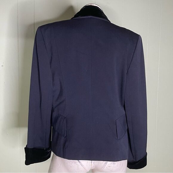 Myrene De Premonville Paris Vintage Double Breast Blazer Velvet Trim Gold Button - Picture 3 of 12